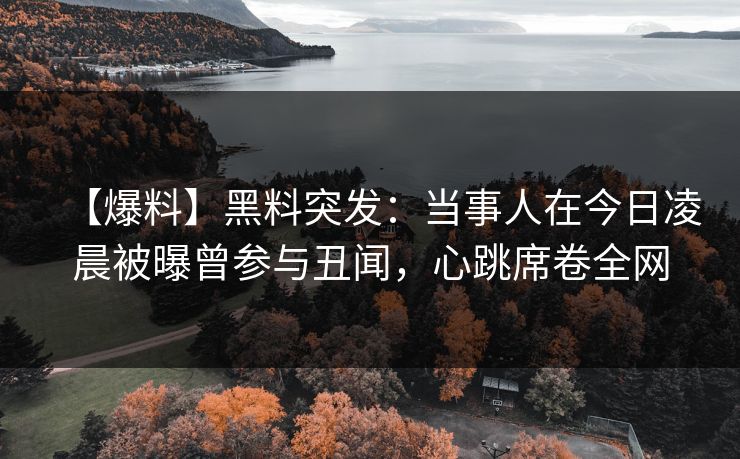 【爆料】黑料突发:当事人在今日凌晨被曝曾参与丑闻,心跳席卷全网 【爆料】黑料突发:当事人在今日凌晨被曝曾参与丑闻,心跳席卷全网