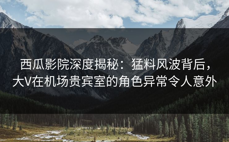 西瓜影院深度揭秘:猛料风波背后,大V在机场贵宾室的角色异常令人意外 西瓜影院深度揭秘:猛料风波背后,大V在机场贵宾室的角色异常令人意外
