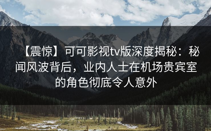 【震惊】可可影视tv版深度揭秘：秘闻风波背后，业内人士在机场贵宾室的角色彻底令人意外