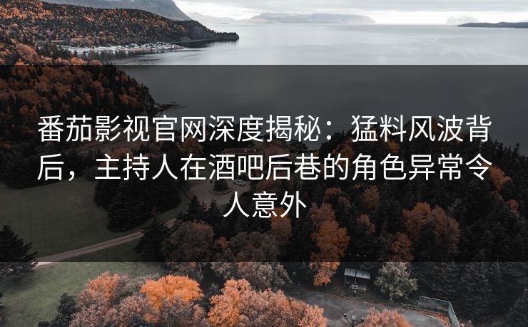 番茄影视官网深度揭秘：猛料风波背后，主持人在酒吧后巷的角色异常令人意外