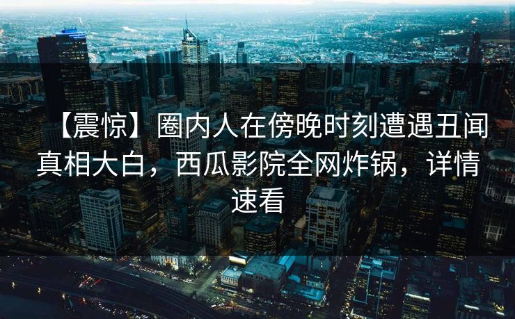 【震惊】圈内人在傍晚时刻遭遇丑闻真相大白，西瓜影院全网炸锅，详情速看