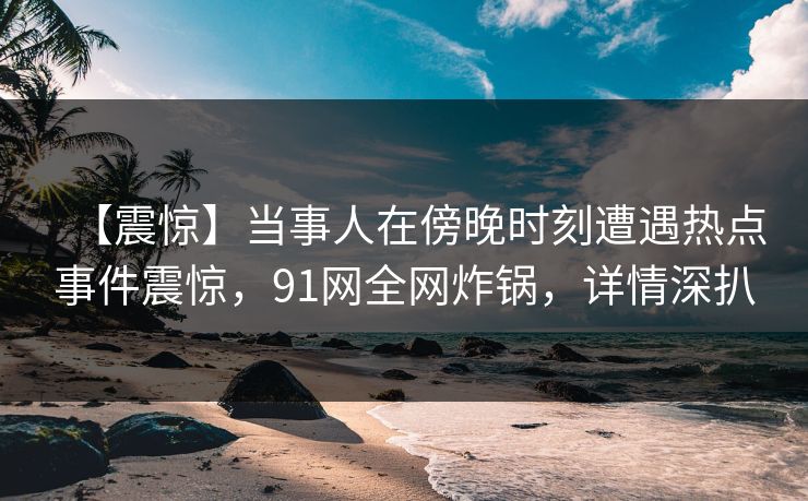 【震惊】当事人在傍晚时刻遭遇热点事件震惊，91网全网炸锅，详情深扒